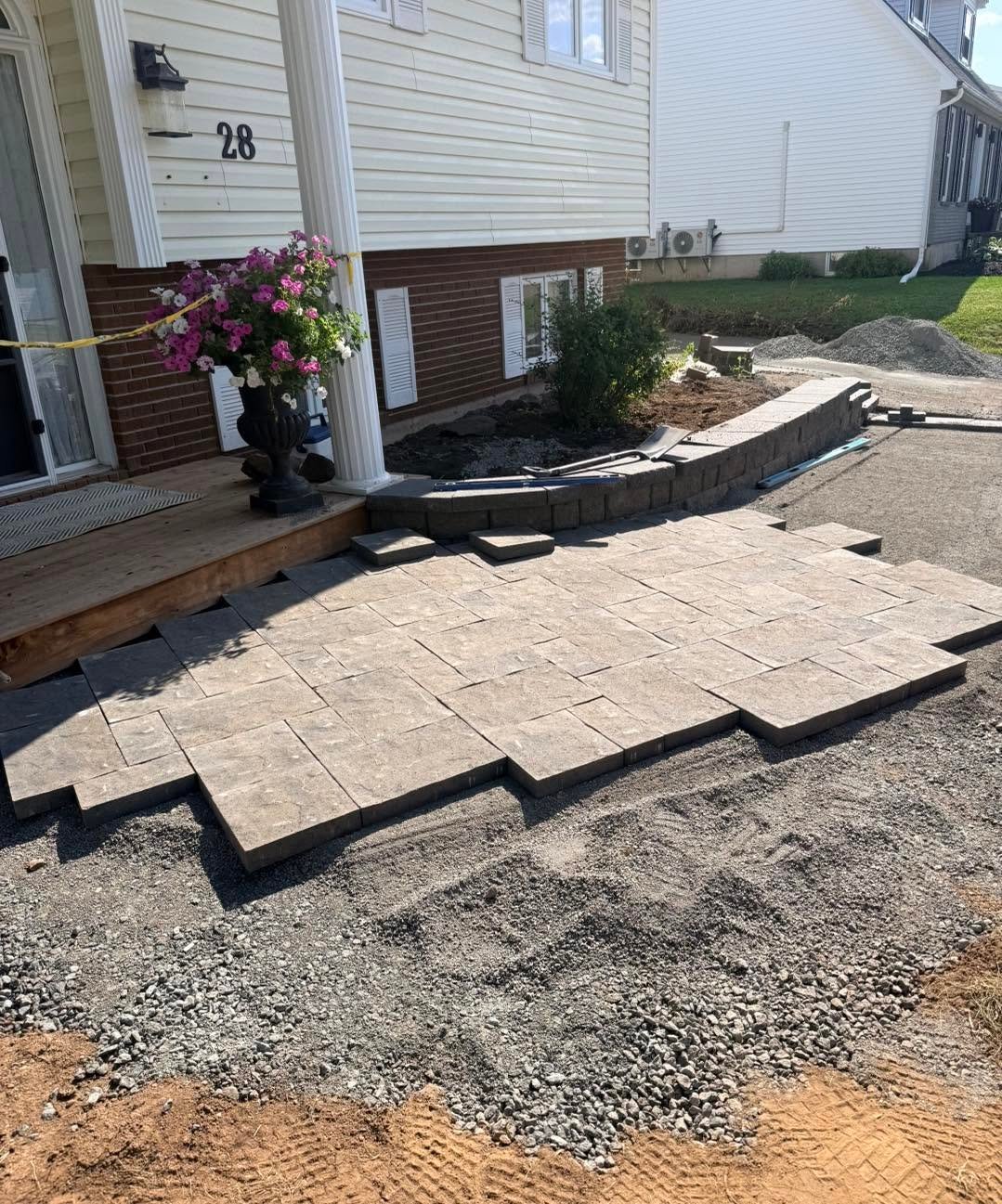 Front steps and walkway during installation