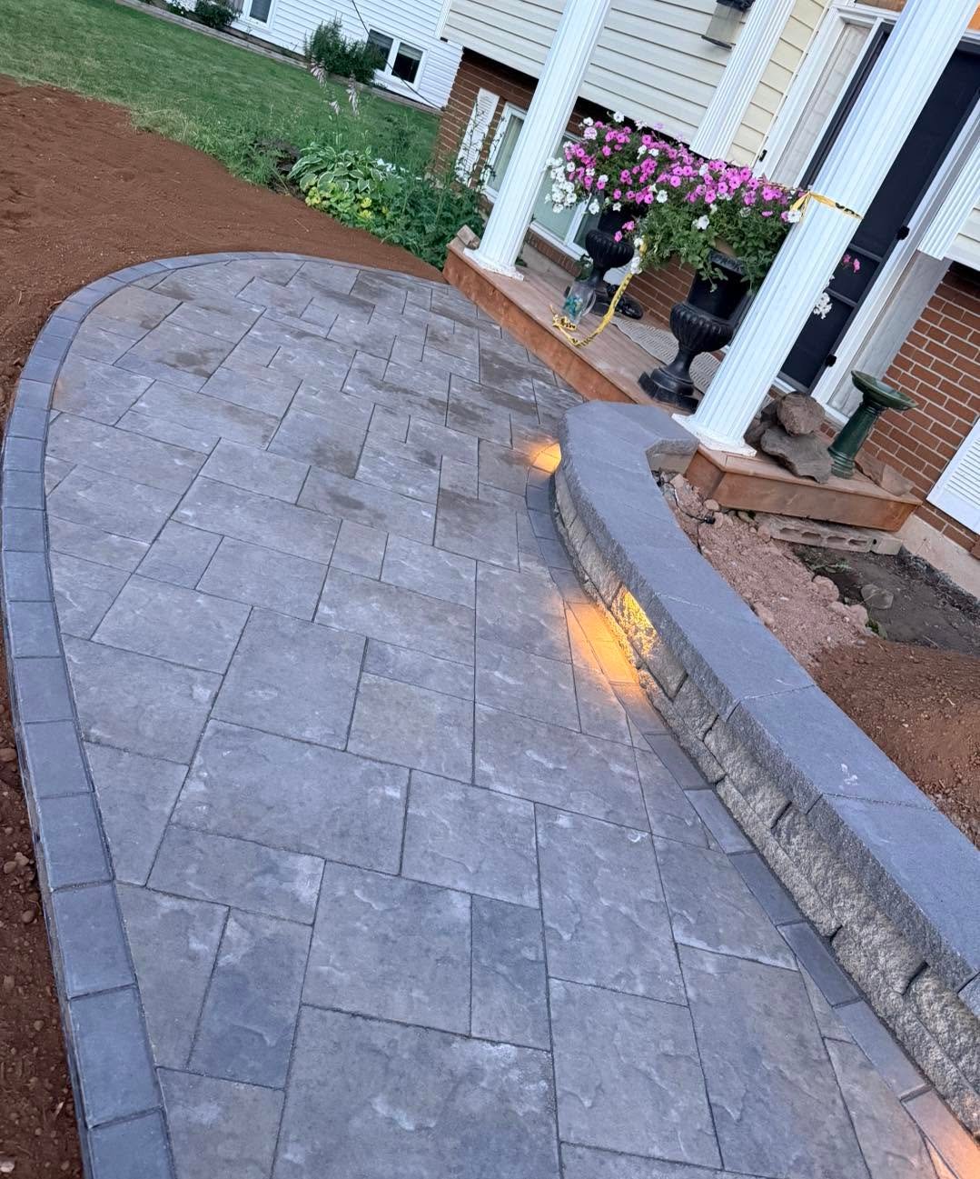 Front walkway during paver installation