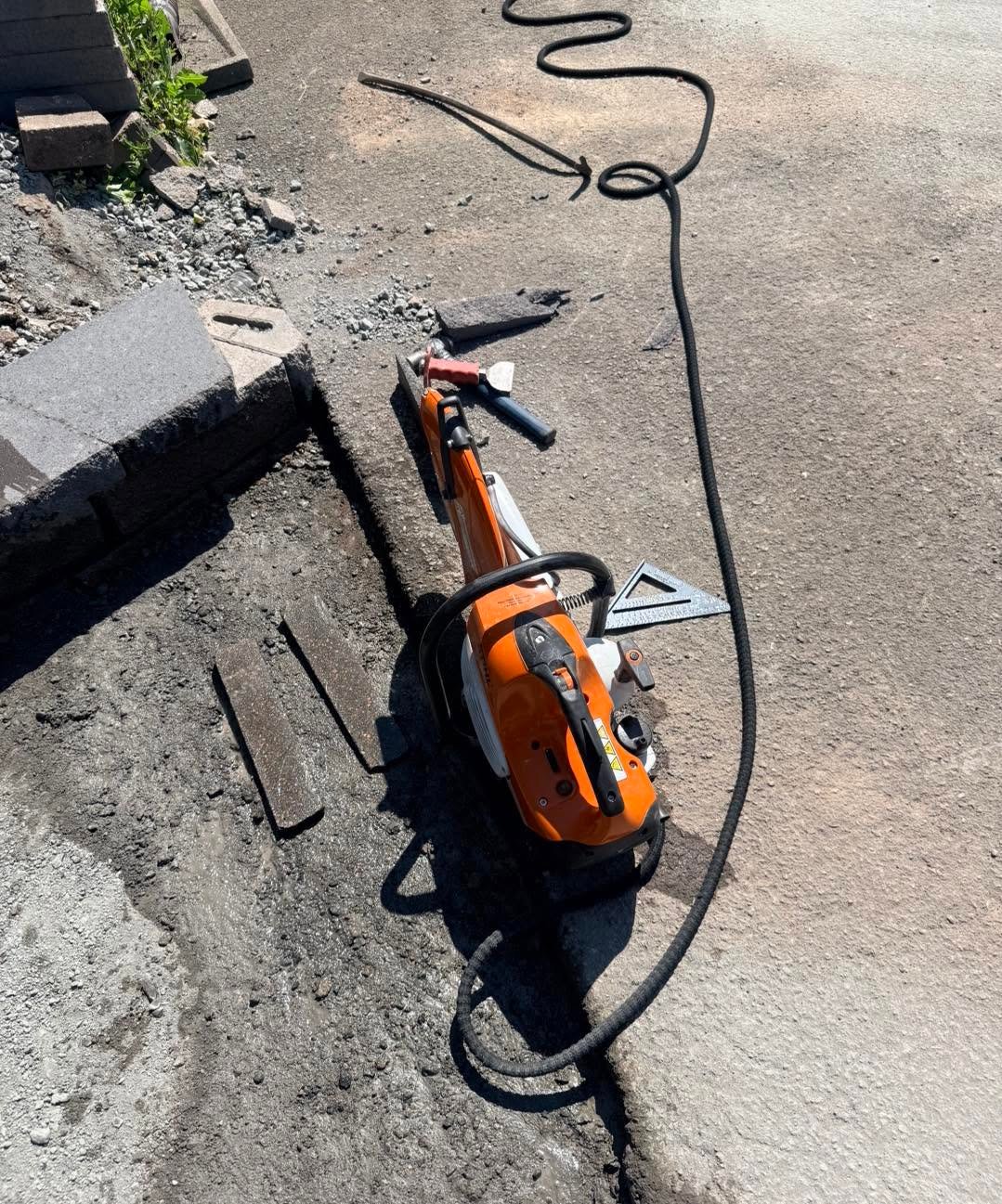 Paver cutting equipment at an active installation